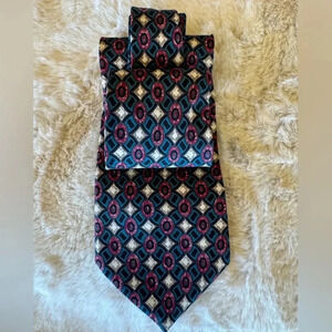 Oscar de la Renta 100% silk Abstract Tie 55.5" long couture vintage collection